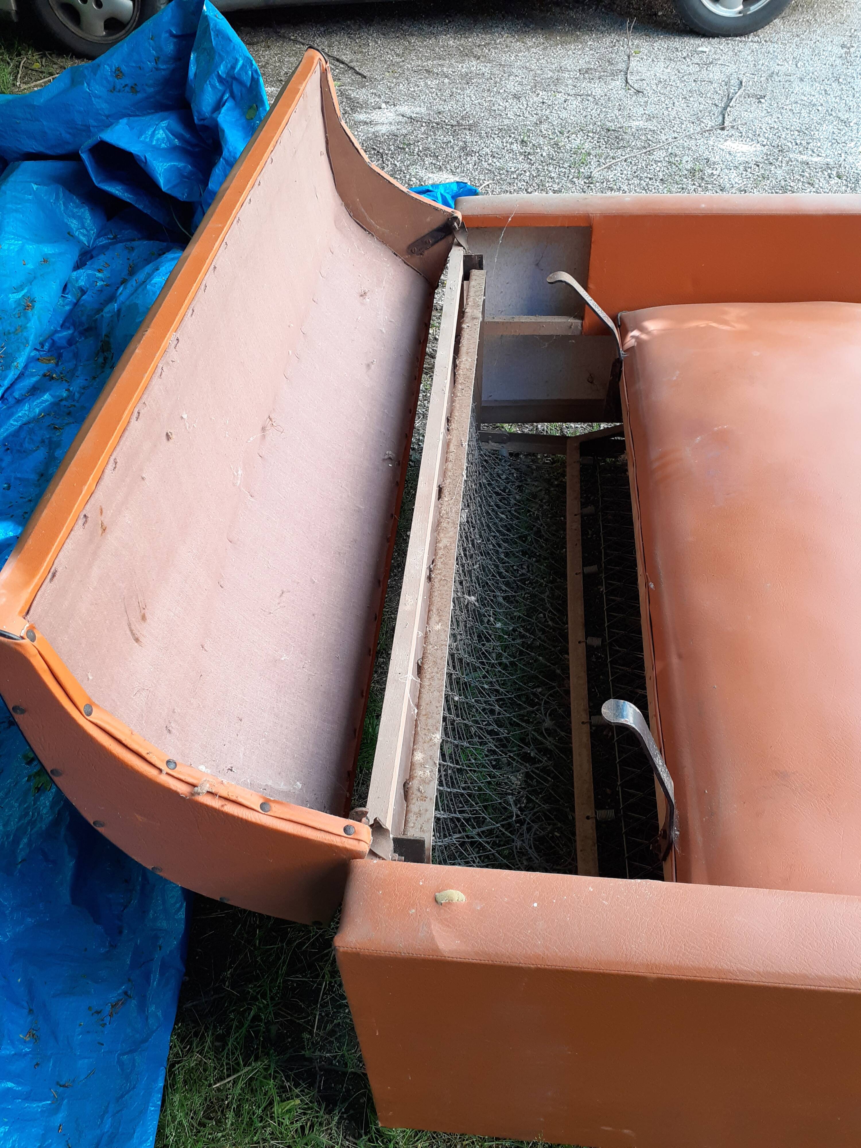 Skai orange convertible sofa 1950s