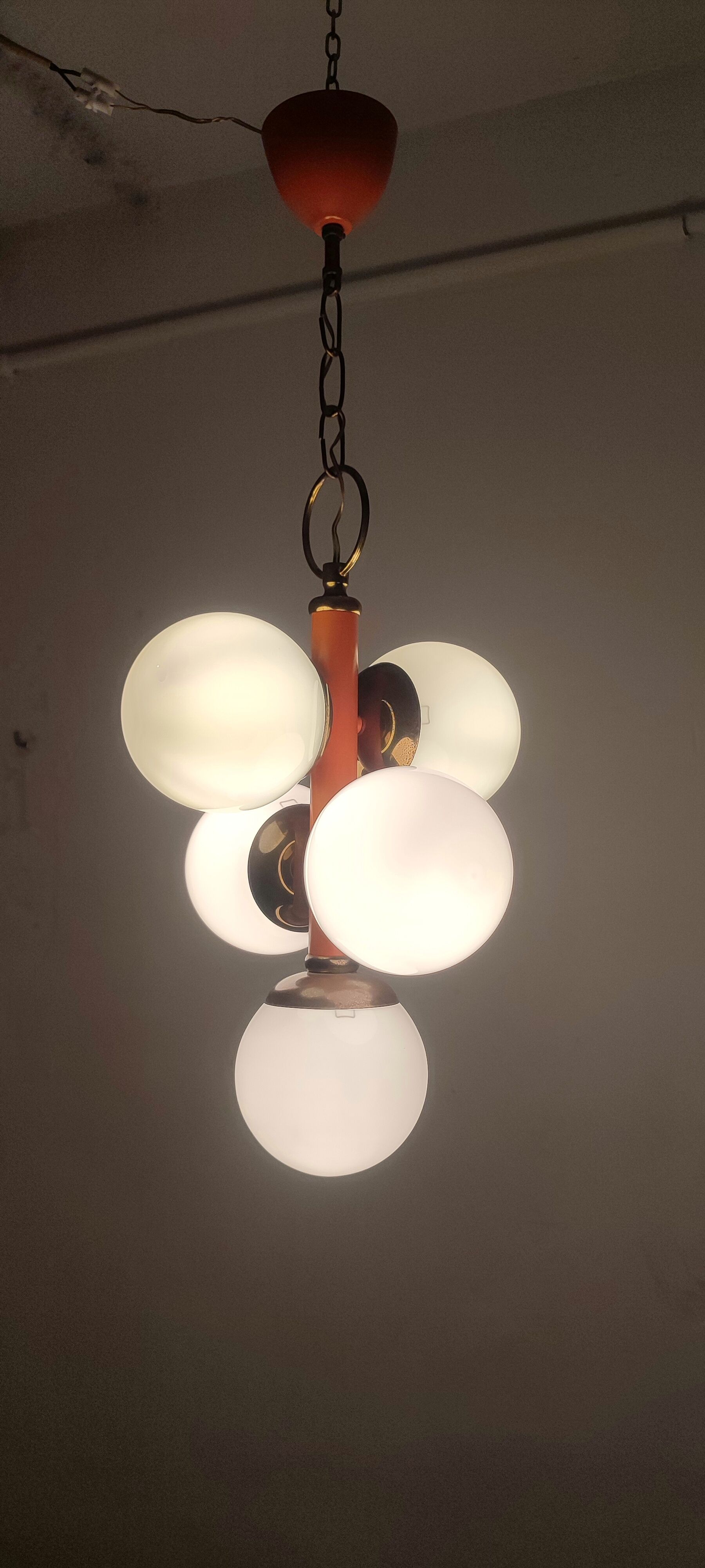 Glass ceiling lamp, Spain, 1970s