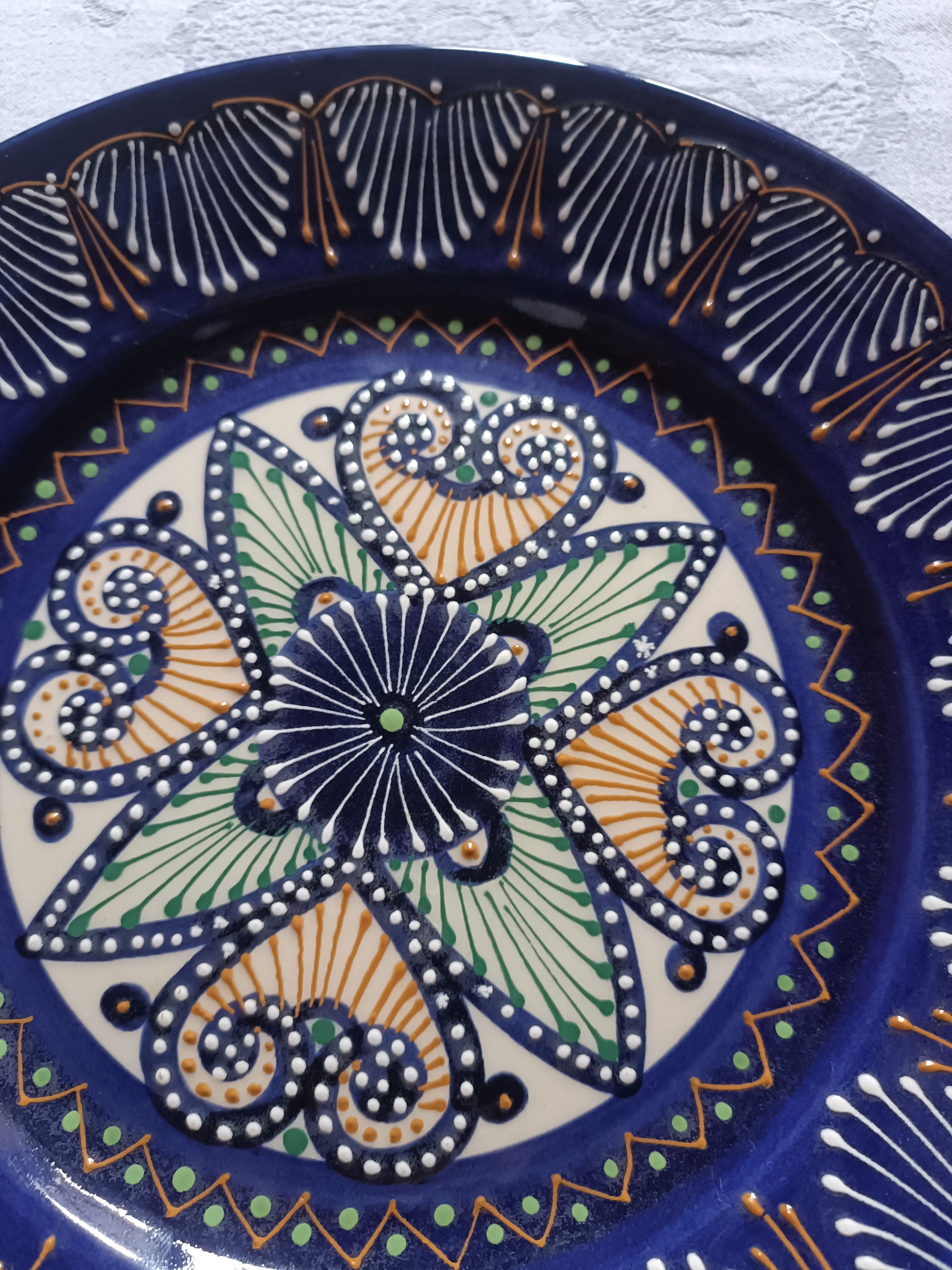 HB Quimper plate with pearl/embroidery signed P. Poquet
