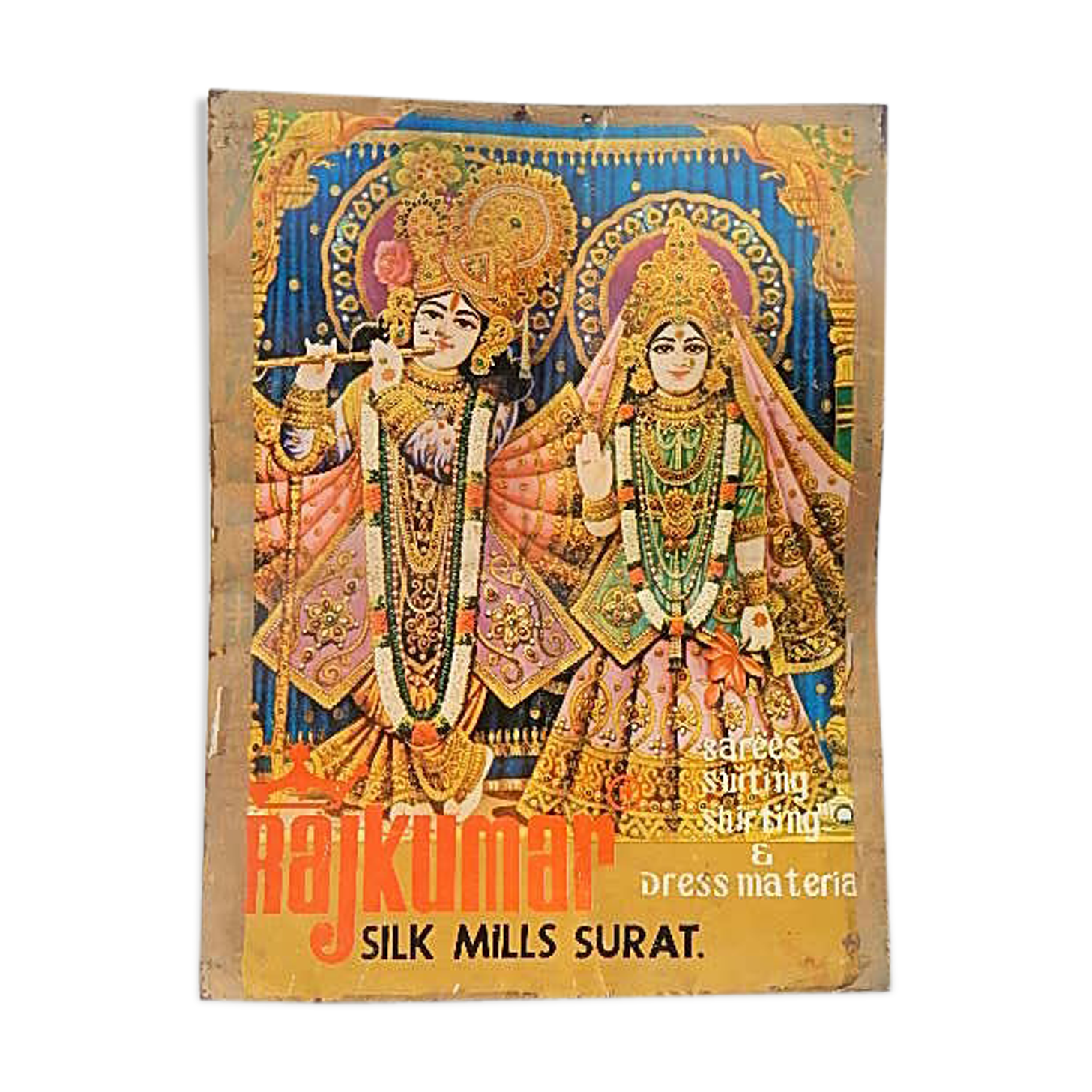 Plaque publicitaire radha krishna sarees suiting métal