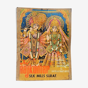 Plaque publicitaire radha krishna sarees suiting métal