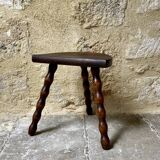 Turned wooden tripod stool