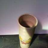 Old Vase Enamelled Sandstone Scroll Painting Decoration Vintage Flowers