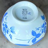 Large antique earthenware bowl from Gien, Mona decoration.