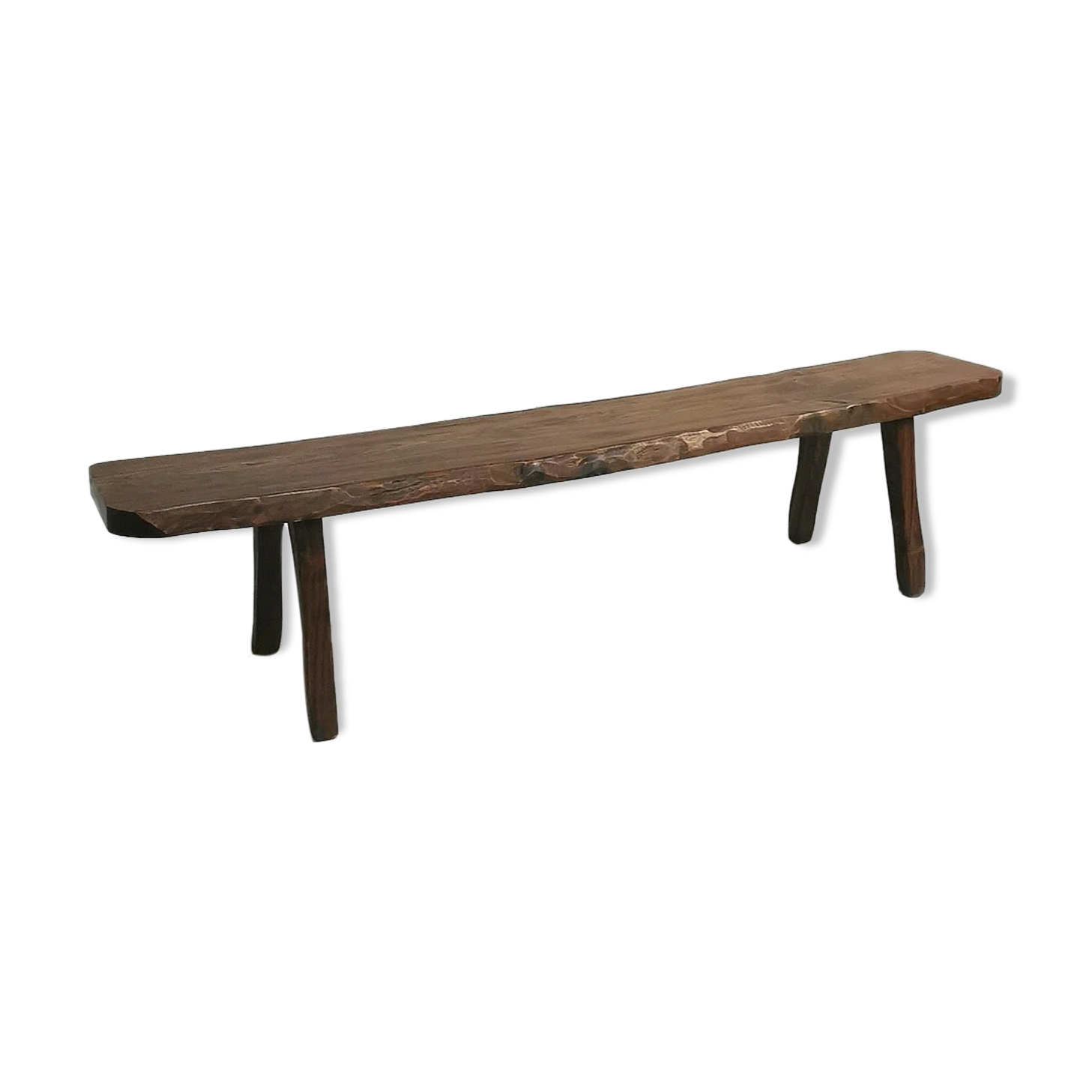 Brutalist solid elm bench, 1960