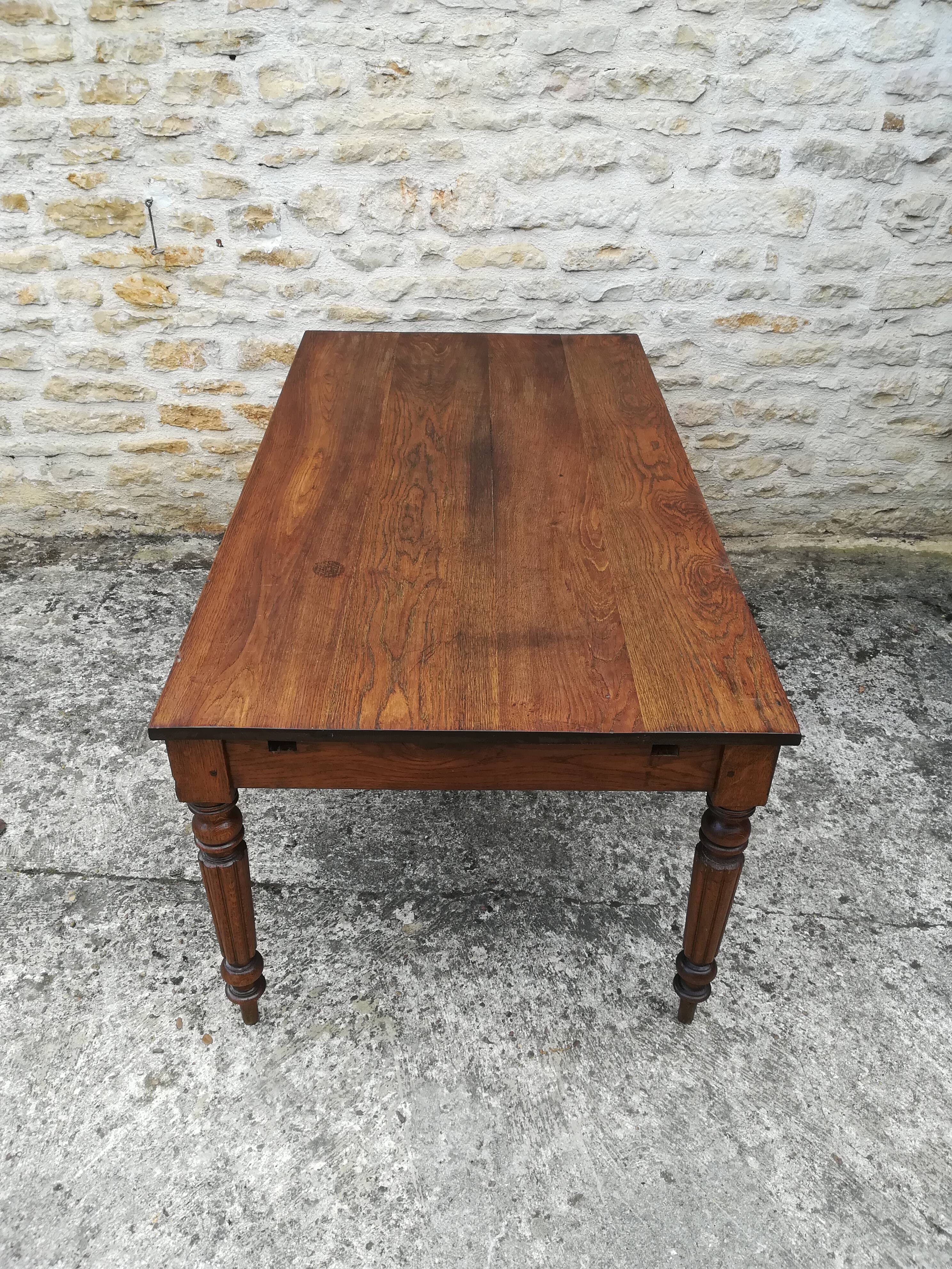 Oak farm table with two extensions