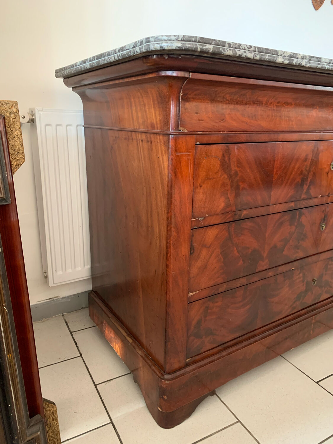 Louis Philippe Commode Mahogany Marble 19th Century