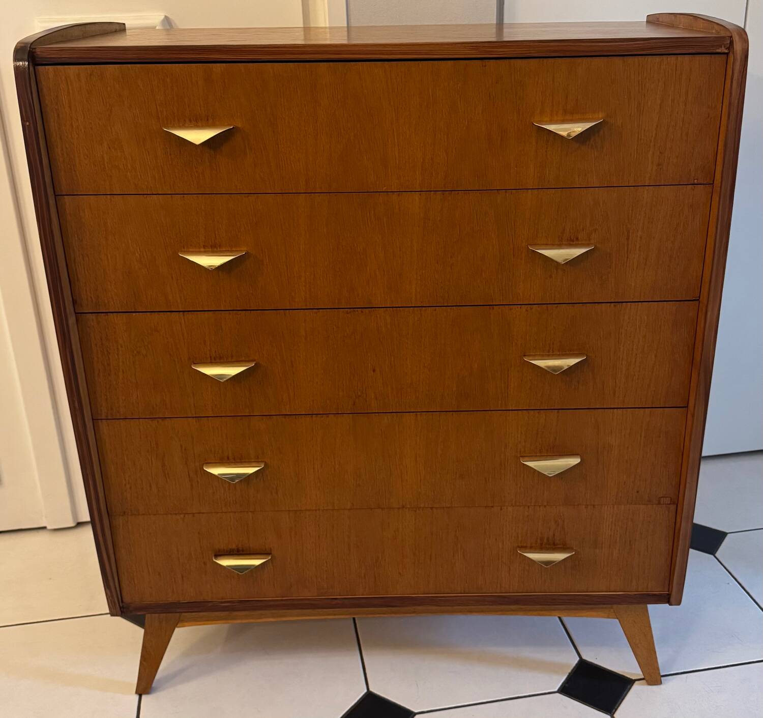 Vintage chest of drawers with compass feet