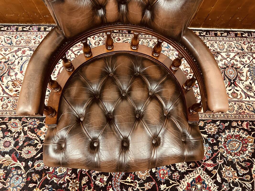 English Brown Chesterfield Captain Chair