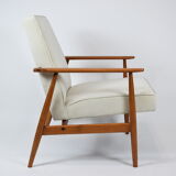 Vintage original armchair "Fox" designed by H. Lis 1970s, beige fabric, fully renovated