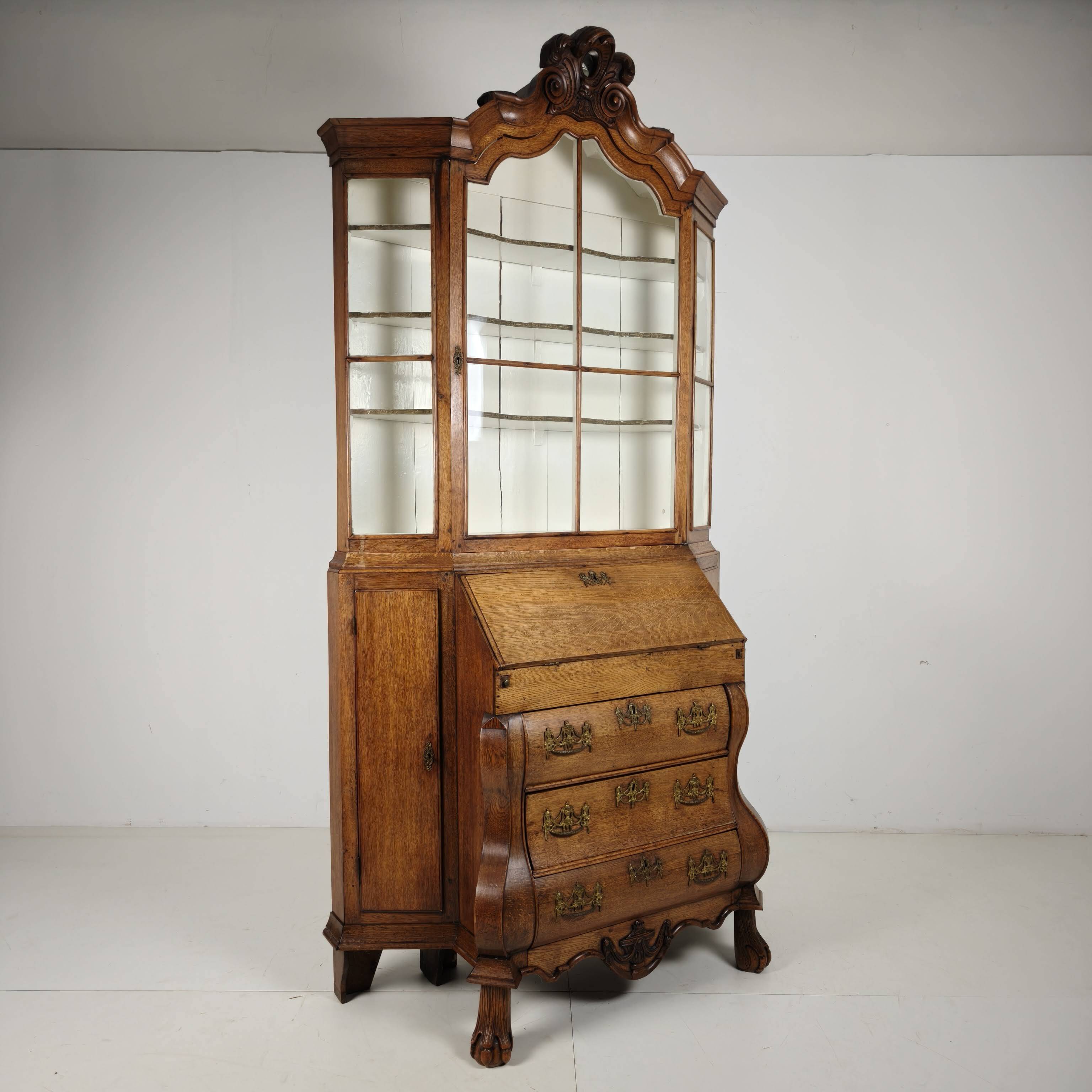 Dutch Oak Bureau Bookcase, 18th Century