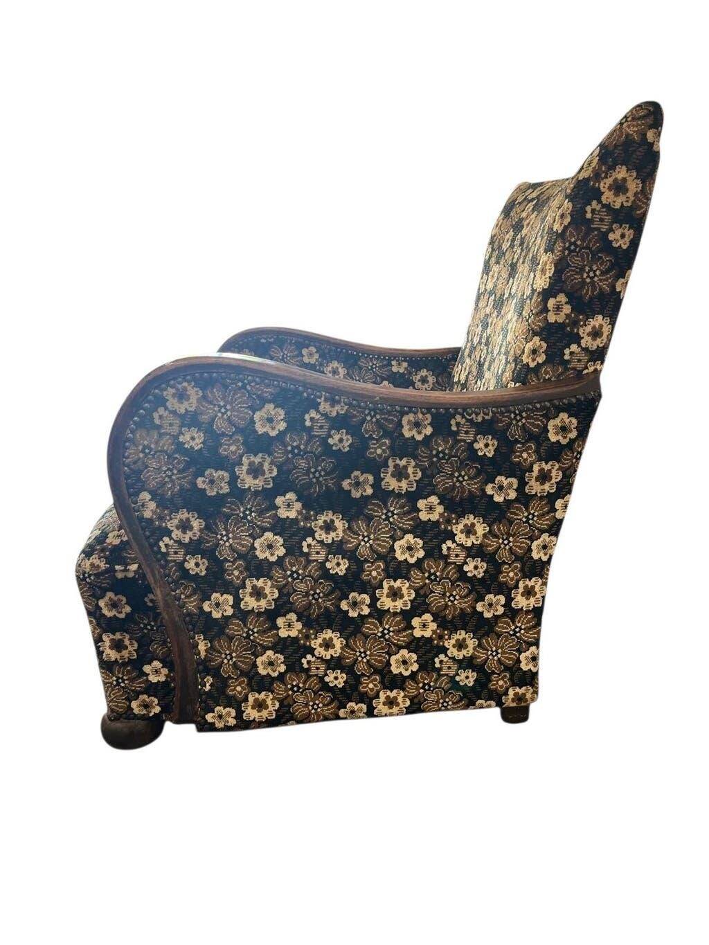Vintage brown floral patterned cocktail chair/armchair