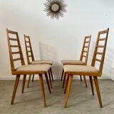 Set of 4 Scandinavian design beech chairs from the 70s vintage