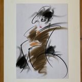 Henri Matchavariani (VOGUE illustrator) (1939) Fashion drawing. Contribution for Vogue 1990