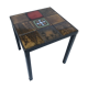 Old black metal and majolica tiles table