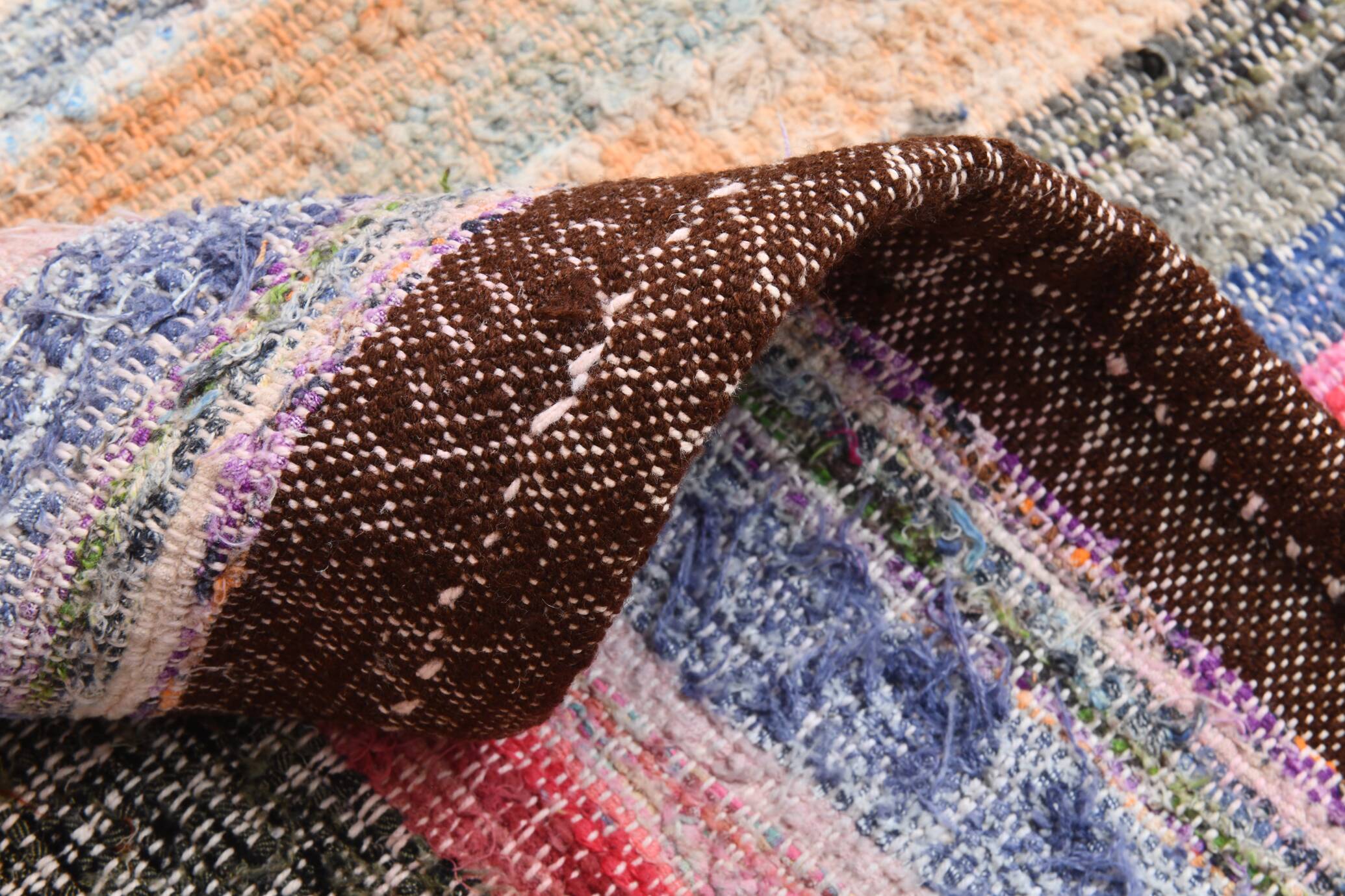Multicolor Striped Modern Kilim Rug, 161x220Cm