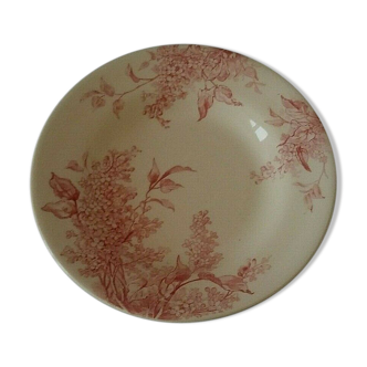 Assiette creuse ancienne faïence Gien modèle Lilas rose fin XIXème