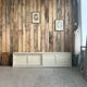 Vintage patinated work cabinet with sliding doors (renovated)