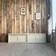 Vintage patinated work cabinet with sliding doors (renovated)