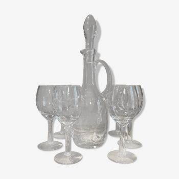 Carafe à décanter et lot de 6 verres