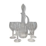 Decanting carafe and batch of 6 glasses