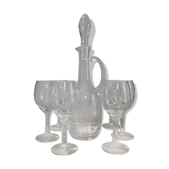 Carafe à décanter et lot de 6 verres