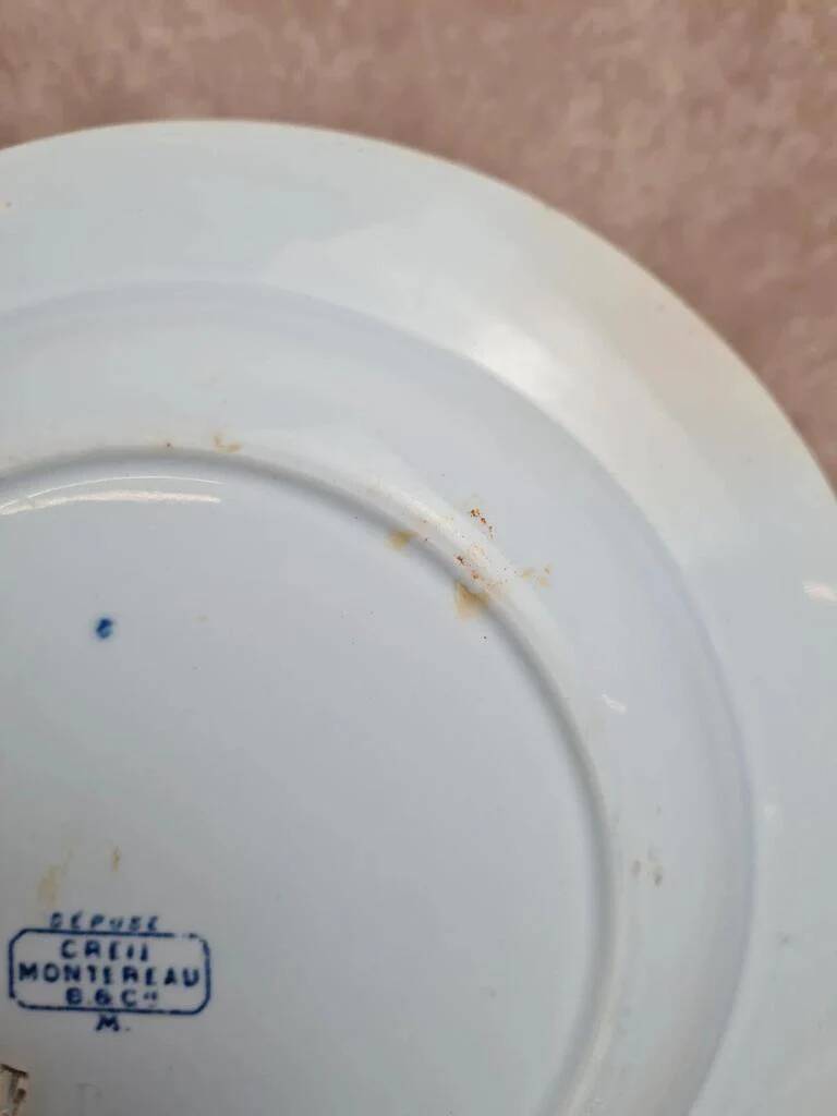 Antique hollow plate Creil and Montereau Japan / Monet blue