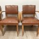 Set of 4 armchairs bridge leather and wood called "moustache" style art deco circa 1940