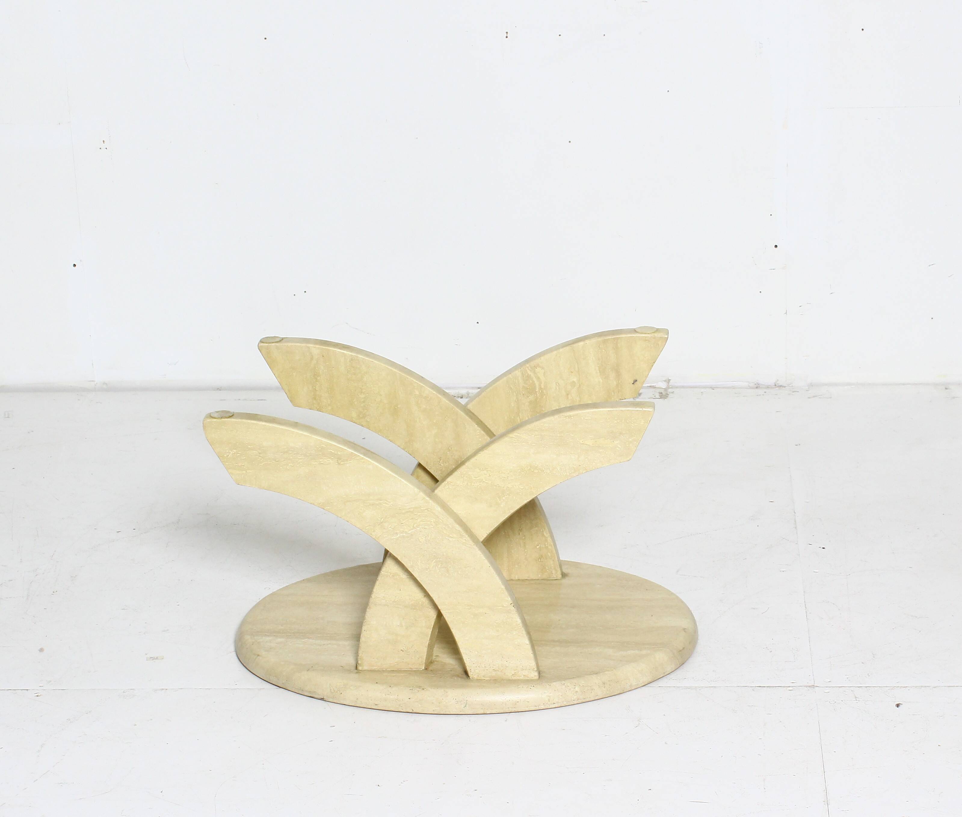 Vintage oval travertine coffee table from the 70s