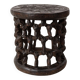 Dark brown hand-carved Bamileke stool and side table in solid wood, Cameroon, African Art, 1950s