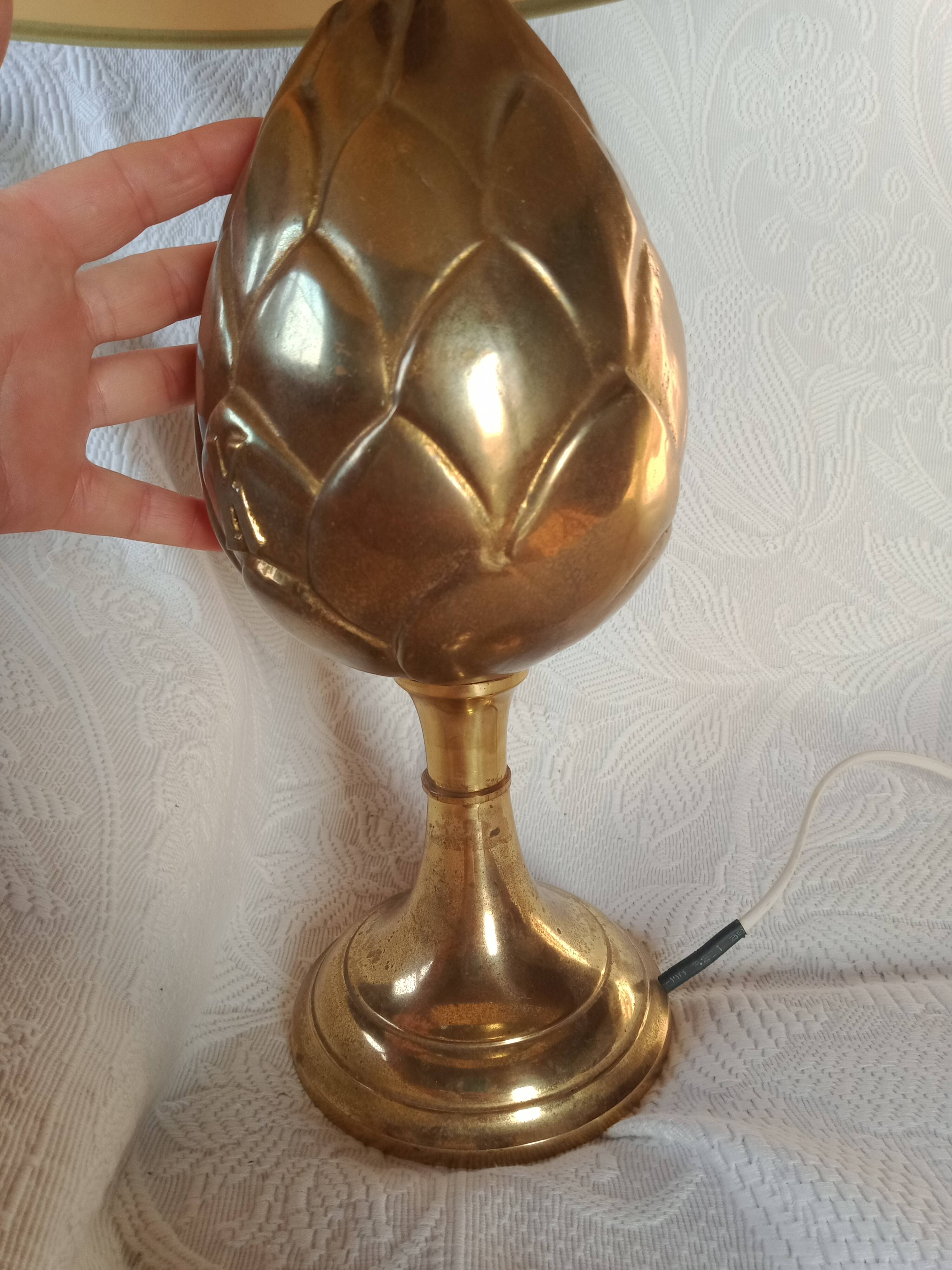 Kronenbourg - "K" hop flower lamp in filled brass and its lampshade