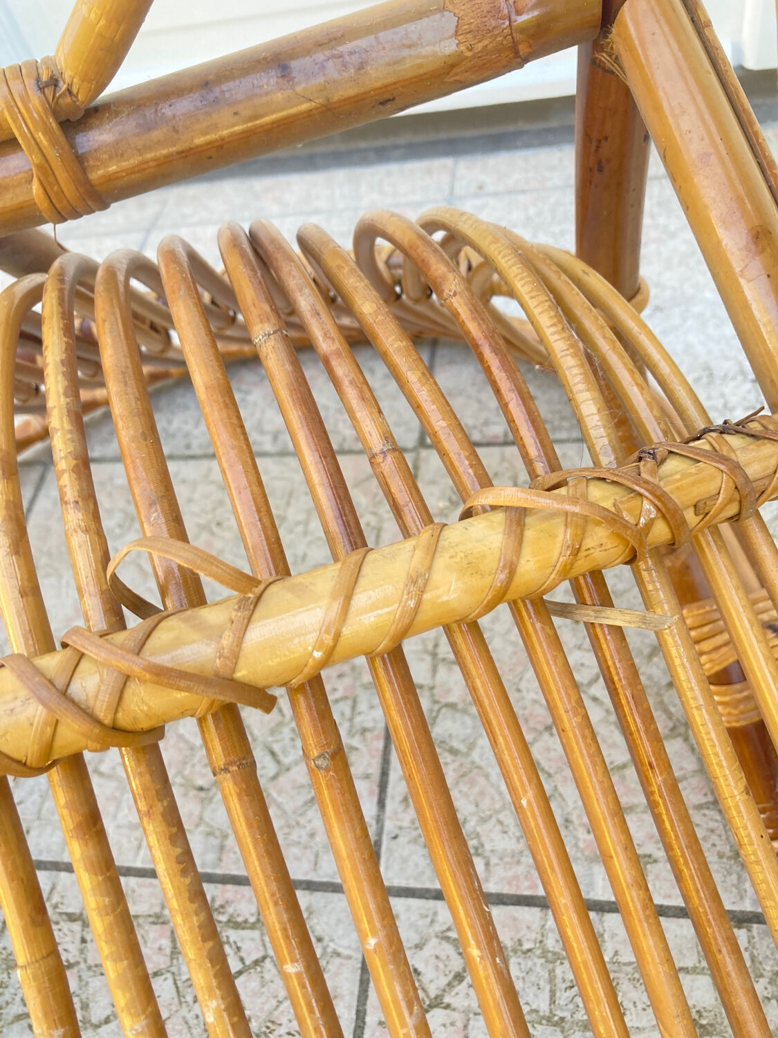 Vintage shell rattan armchair