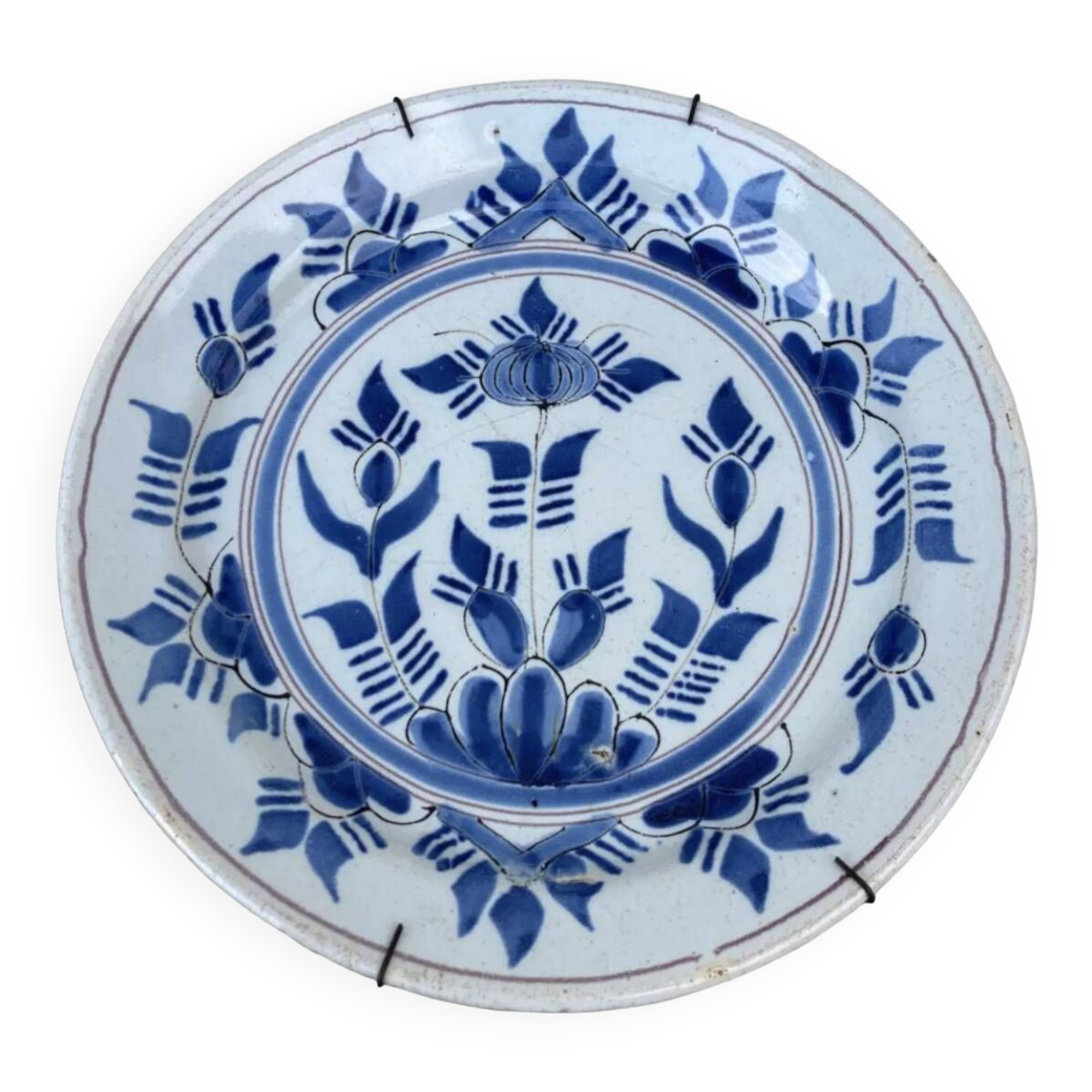 Decorative plate blue flowers