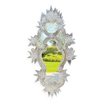 Miroir vénitien en verre de Murano chantourné, vers 1880