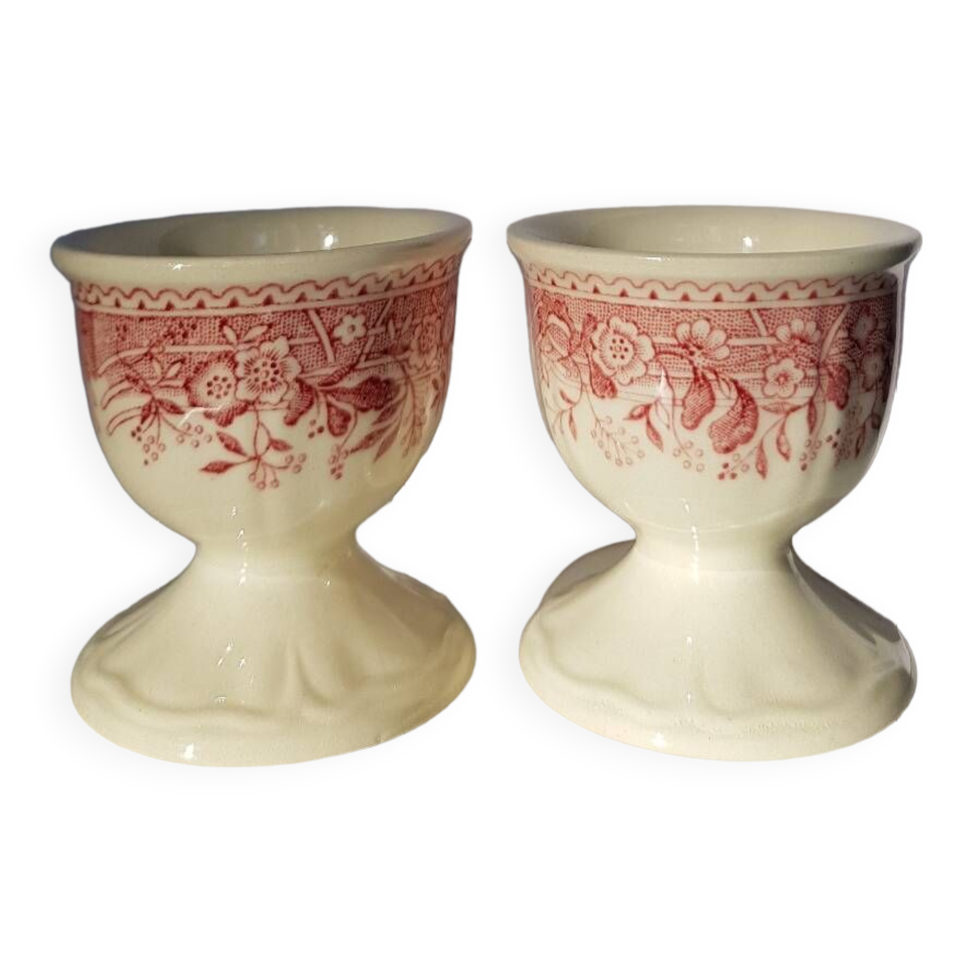 Set de 2 coquetiers Villeroy et Boch "Burgenland" à décor rouge