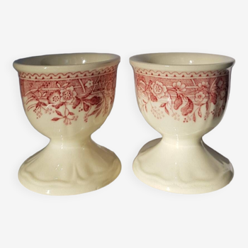 Set de 2 coquetiers Villeroy et Boch "Burgenland" à décor rouge