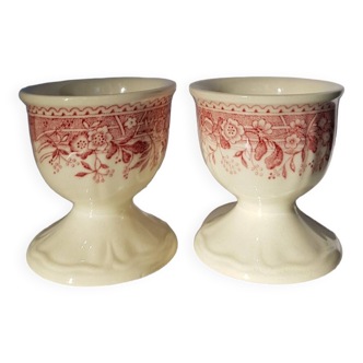 Set de 2 coquetiers Villeroy et Boch "Burgenland" à décor rouge