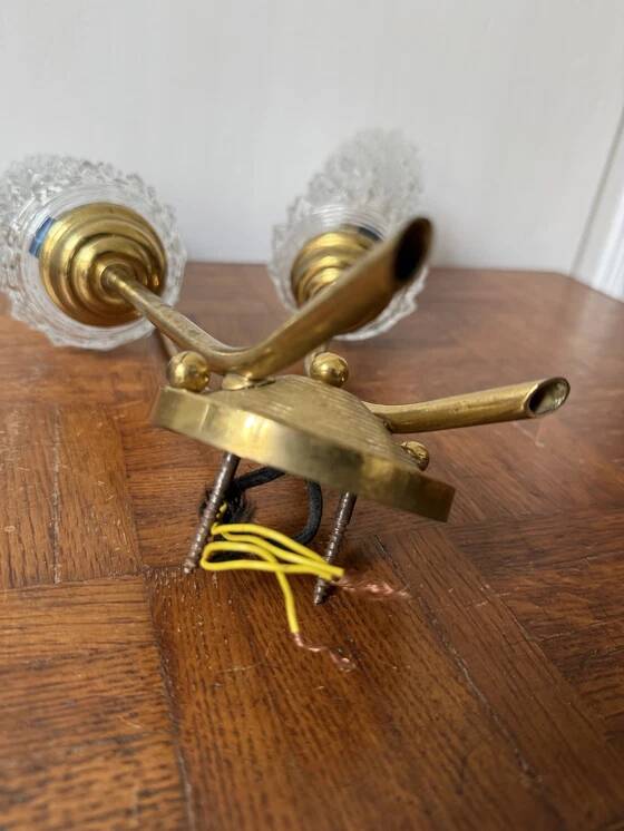 1960s Tulip wall sconce in brass and glass