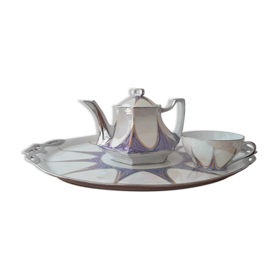 Service thé, café Art déco en porcelaine de Limoges, France