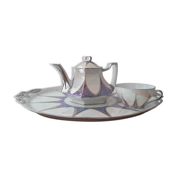 Service thé, café Art déco en porcelaine de Limoges, France