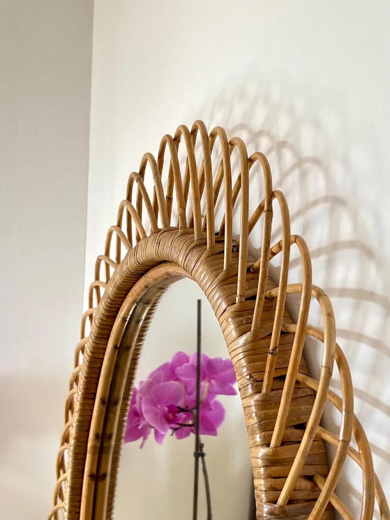 Large mirror by Franco Albini in rattan and bamboo, Italy 1960s.