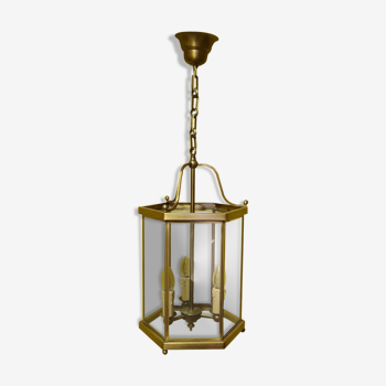 Brass hall lantern with 3 light points from around the 1970s