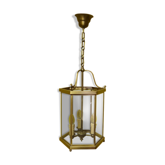 Brass hall lantern with 3 light points from around the 1970s