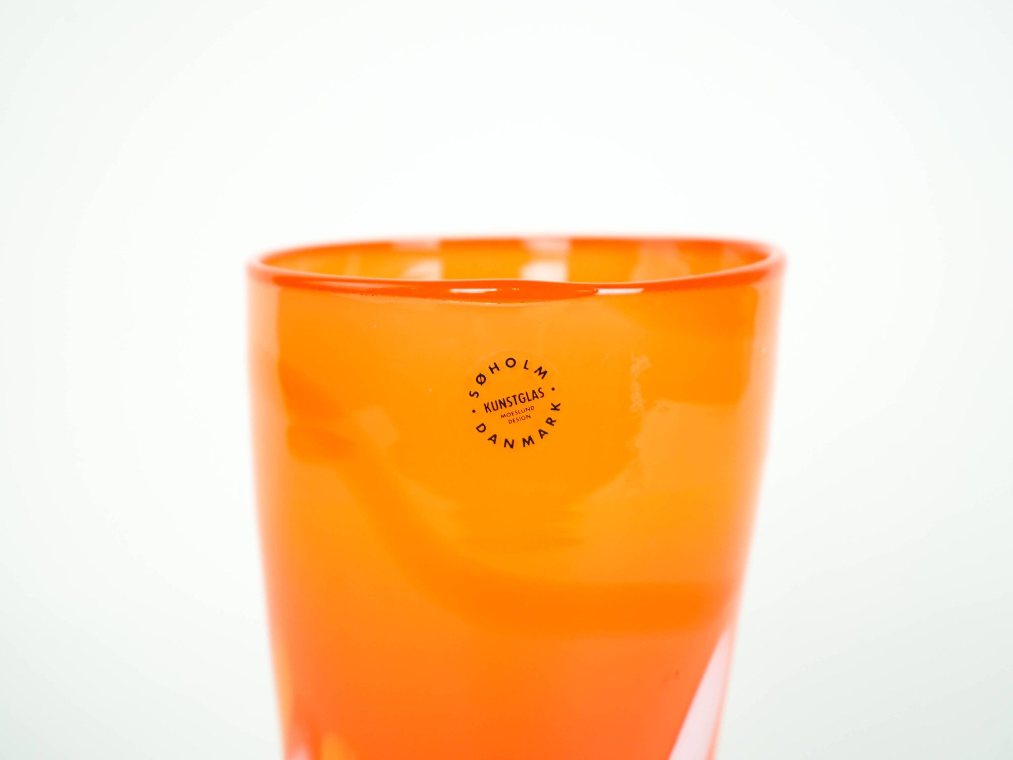 Orange glass vase, Danish design, 1960s, manufactured by Søholm