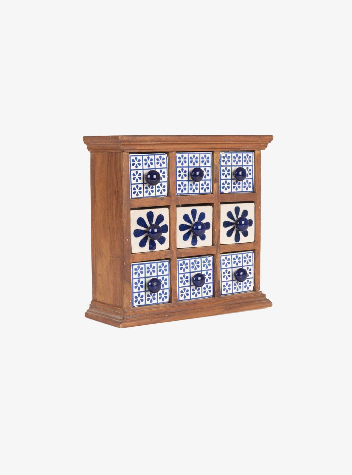 Earthenware spice rack with 9 drawers