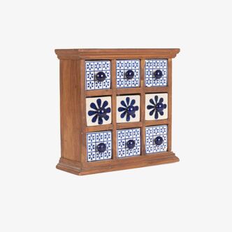 Earthenware spice rack with 9 drawers