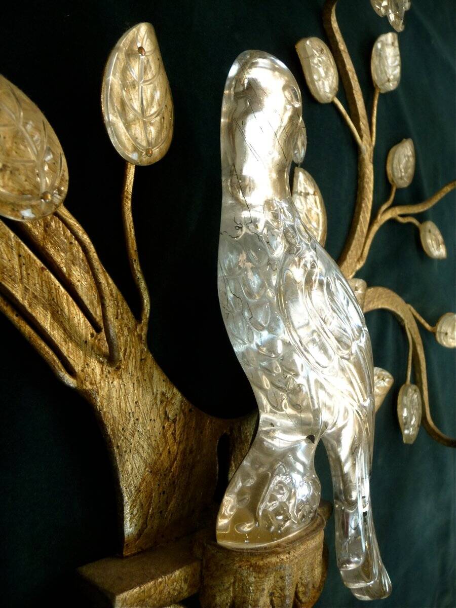 Large Italian gilt metal and crystal glass sconces from Banci Firenze, 1960s, set of 2