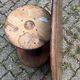 Pedestal table oak screw vintage press