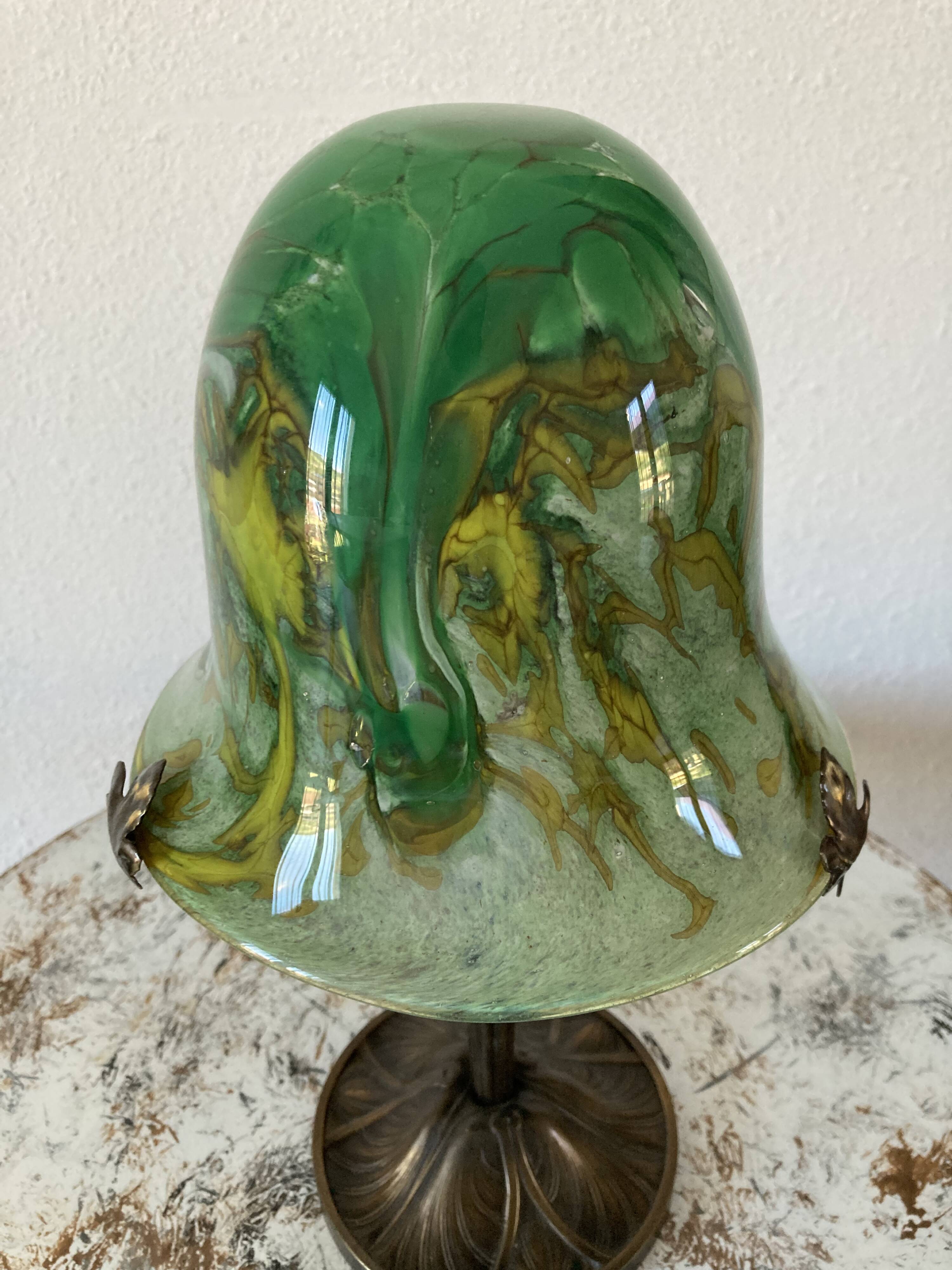 Lampe art nouveau en verre soufflé