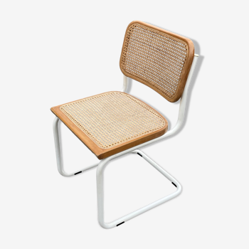 Cesca chair b32 model in white and wood by Marcel Breuer